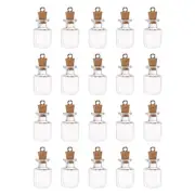 20pcs Mini Glass Bottles with Cork Square Shape with Ring