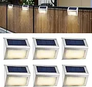 Sonicefit 6PCS Outside Solar Deck Step Lights, Solar Powered Outdoor Patio Lights Stair Lights, Waterproof Fence Solar Lights for Fence, Patio, Backyard, Garden, Pathway, Deck Railing, Wall Lighting