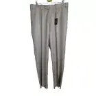 Aristo Eighteen Stirling Wool Pants Light Brown Plaid Flat Front Sz 38 Unhemmed