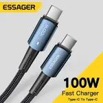 ESSAGER TYPE-C 快速充電電纜 PD100W 60W 適用於小米三星手機 ANDROID 快速充電電纜