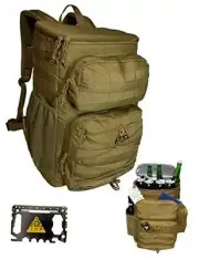 Cooler Backpack, Tactical, Insulated. Heavy Duty, Extra Large for Hiking, Khaki