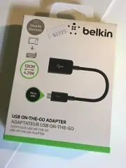 USB On-The-Go Adapter Belkin Micro-USB to USB in Black F2CU014BTBLK. Brand New
