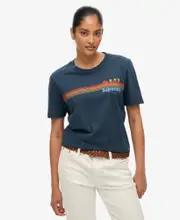 Rainbow Stripe Tee | Eclipse Navy