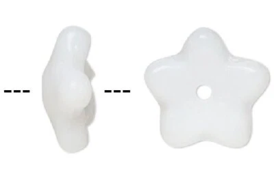 50 Czech Pressed Glass Opaque White 8x3mm Flower Bead Caps To Fit 6-8mm Beads