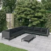 Patio Furniture Sets 8 Piece Garden Lounge Set with Cushions Poly Rattan Dark Grey