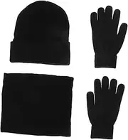 [ANDRESLAD] Keep Warm Scarf Para Hombres Mens Suits Cap for Men Knit Skull Cap Mens Hats Man Hat Neck Warmer Gloves Lined Warm Gloves Women Hats and Caps Scarves Knitted Scarf Black