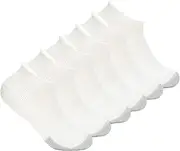 [Thorlos] J Max Cushion Running Rolltop Socks, White/Navy (6 Pairs), Medium