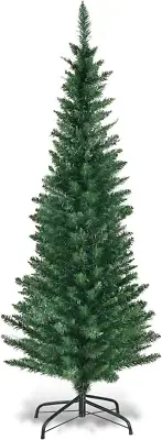 Costway Holly-Jolly 1.5M PVC Pencil Christmas Tree Slim Xmas HomeDecor Green ...