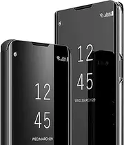 Compatible with Samsung Galaxy A51 Case Flip Leather Cover Clear S-View Mirror Shockproof Cover with Kickstand Anti-Scratch Protective Phone Cases Cover for Samsung A51 4G