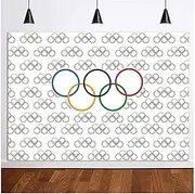 XLL Vinyl Olympic Rings Backdrop, 5x3ft, Multicolor, for Sports Parties, Indoor Shooting, Studio, Booths, Newborns, Children, Home Decoration, Product Photography, Video Displays, Events