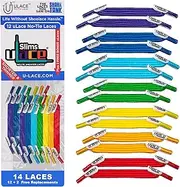 [U-Lace] uLace Slims No-Tie Shoelaces - Elastic Shoe Laces for Sneakers | Stretchy, Elastic Laces | Easy Installation - 14 Laces