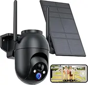 SIIOOE Outdoor Security Camera, Battery & Solar Motion Sensor: 2K WLAN Camera, Outdoor, Wireless, 360° PTZ Outdoor Camera with Monitor, Alarm System, Night Vision Function, WiFi Camera