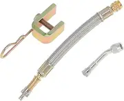 X AUTOHAUX 1 Set 135 Degree Copper Tire Valve Extension with Flexible Stainless Steel 140mm Tyre Valve Stem Extender for Car Motorcycle RV Truck Bike