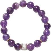[Vbvbip] Amethyst Stretch Bracelets for Women - Elastic Crystal Beaded Adjustable Stackable Jewelry, Purple Healing Stone, for Yoga & Daily Wear