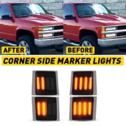 4Pcs Dynamic LED Corner Side Marker Lights For 1994-99 Chevy C/K Pickup Tahoe