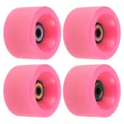 65mm 78A Longboard Wheels with ABEC-11 Bearings Soft Cruiser Wheels, Pink 4pcs
