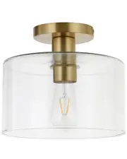 Abraham + Ivy Henri Brass Finish Semi Flush Mount Ceiling Light With Clear Glass Shade