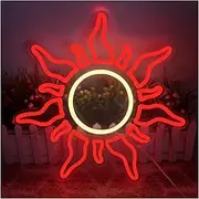 Hanging Art Neon Signs The Burning Sun LED Neon Light Acrylic Sign USB Dimmer Switch for Home Bedroom Gaming Room Club Wall Art Decor 40cmx40cm