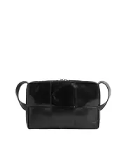BOTTEGA VENETA Arco $3000 Black Intreccio Leather Camera Bag New And Authentic