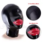 Open Mouth Latex Hood Rubber Mask Clubwear 0.1mm Micro Perforated Fetish BDSM