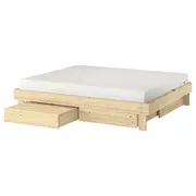 GLAMBERGET bed frame with storage and mattress, pine/Åkrehamn firm, Double