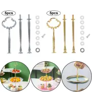 5 Set Wedding Metal Gold 3 Tier Cake Stand Center Handle Rods Fittings Kit