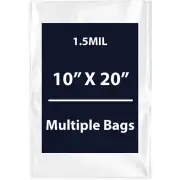 1.5Mil 10" X 20" | LDPE Clear Flat Poly Bags, Flexible & Durable | Multiple Bags