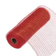 10 Inch Glitter Poly Burlap Mesh for Wreath Mesh Ribbon 10 Yard Red & Gold