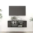 High Gloss Wall TV Cabinet Display Storage Rack Wooden Shelf Bookcase Black