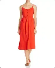 Nwt Vero Moda Wanda Button Front Midi S Fiery Red Adjustable Spaghetti Straps