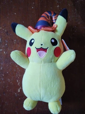 10" Pokemon HALLOWEEN PIKACHU STUFFED PLUSH Witch Hat 2024 New With Tags