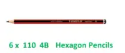 6 x Staedtler 110 4B Drawing Pencils Hexagon Wood Barrel Pencil 80B003