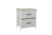 Levede 2 Drawers Bedside Storage Cabinet Beige