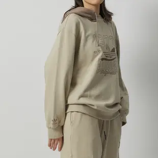 Adidas MC Hoodie L 女 米色 休閒 造型 連帽 帽T 長袖 IW9412