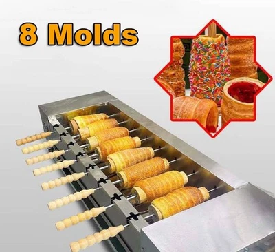 8 Molds Chimney Cake Roll Oven Maker Bread Maker Toaster Temperature Control220V