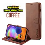 For Samsung Galaxy A31 Case, SupRShield Wallet Leather Flip Magnetic Stand Case Cover (Coffee)