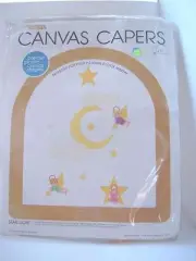 Vtg STAR LIGHT 1980 Canvas Capers Baby Mobile Plastic Canvas Kit 104 Angel Moon