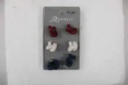 3 NEW A PROJECT CLAY KNOT POST EARRINGS~POLYMER~BROWN~WHITE~BLUE~BOHO~SIMPLE