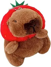 YAKVOOK Plush Case Compatible with AirPods 1&2, Creative Cute 3D Cartoon Fur Capybara Strawberry Design Funny Cover for AirPods 2nd 1st Generation with Keychain Protective Case for AirPods 1&2