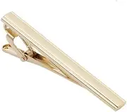 [Bamboopack] Men Metal Silver Tone Simple Necktie Tie Bar Clasp Clip for Business Wedding Daily to Use (Gold)