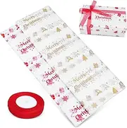 Beavorty 56 Sheets Christmas Wrapping Tissue Paper: Glitter Paper for Present Bags Bottles Small and Flowers for DIY Projects Holiday Seasonal Decorations