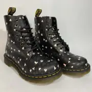 Dr Martens 1460 Pascal Custom Chaos Hearts BackHand Womens Boots Size 6