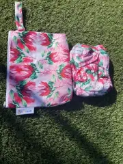 Baby Bare Pink Floral modern cloth nappy With Wet Bag New Acc441