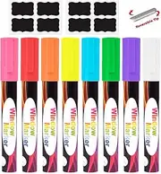 SAYEEC Chalk Markers 8 Vibrant Colors Erasable Liquid Chalk Markers with Label Stickers Reversible Tips Neon Chalkboard Markers Chalk Board Pens for Kids Adults Window Blackboard Restaurant Bistro