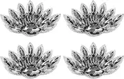 uxcell 4Pcs Handmade Beaded Patches, Peacock Tail Glass Crystal Appliques Sew on Rhinestone Patch for Clothing DIY Sewing Accessories, Grey