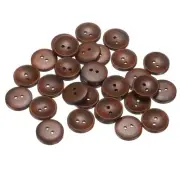 30pcs Wooden Sewing Button 20mm 2 Holes Round Craft Button Medium Brown