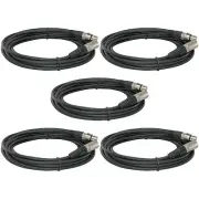 5 PACK Quality 3pin XLR shielded mic microphone extension cables 50 ft feet foot