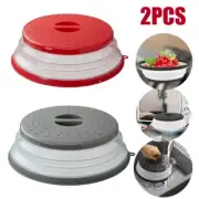 2PCS Microwave Food Cover Splatter Proof Vented Collapsible With Easy Grip Hand