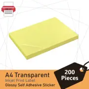 200 x A4 Transparent Glossy Self Adhesive Sticker Printing Paper Label Inkjet
