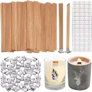 ZYNERY 500 Pcs Wood Candle Wicks Set, 5.9X0.5 Inch Wooden Wick with Metal Base W
